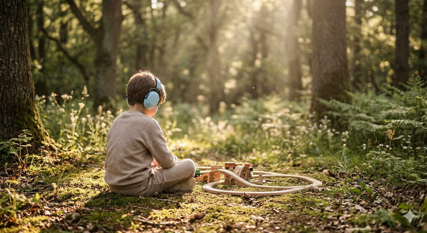 Niño autorregulándose mediante juego sensorial respetando el mundo sensorial en el TEA